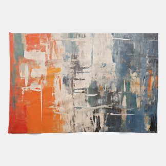 Chromatic Crossroads Abstract Digital Painting Kitchen Towel