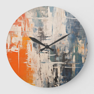 Chromatic Crossroads Abstract Digital Painting Large Clock