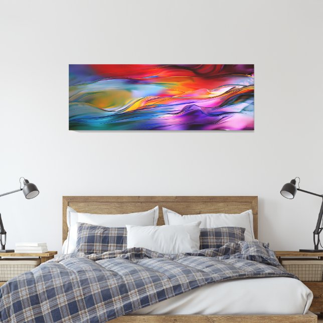 "Chromatic Currents" Contemporary Abstract  Canvas Print (Insitu(Bedroom))