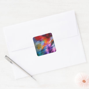 "Chromatic Currents" Contemporary Abstract  Square Sticker