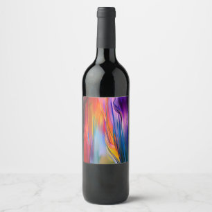 "Chromatic Currents" Contemporary Abstract  Wine Label