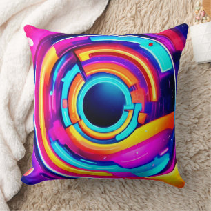 Chromatic Flow: The Radiant Essence of Vibrant Art Throw Pillow