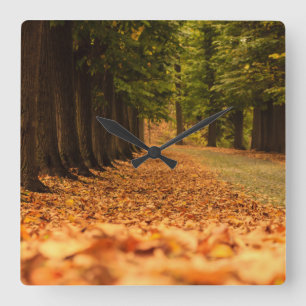 chromatic foliage on square wall clock