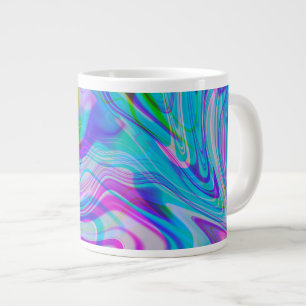Chromatic Liquid Colourful Abstract Pattern Blue Large Coffee Mug