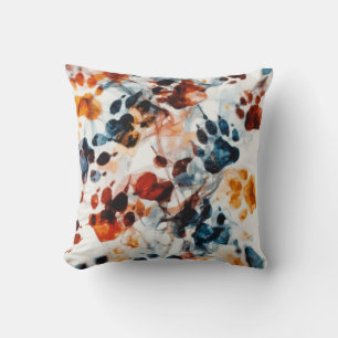 Chromatic Paw Prints Throw Pillow