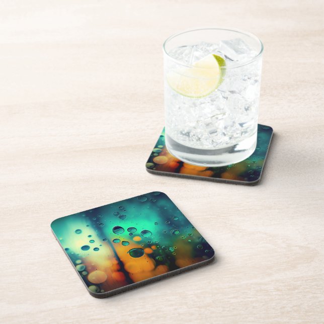 Chromatic Rain Colourful Background Coaster (Right Side)
