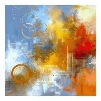 chromatic skyline: urban abstraction pulse photo print