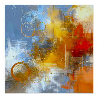 chromatic skyline: urban abstraction pulse poster