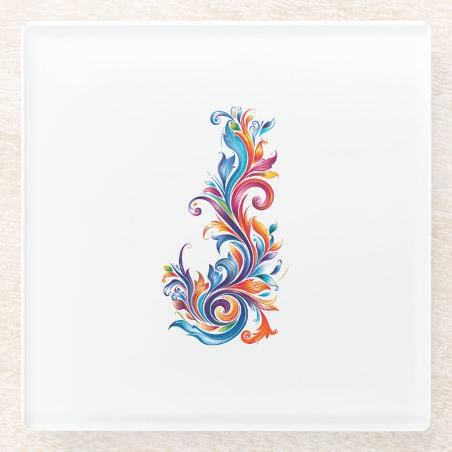 "Chromatic Vortex" abstract colors design Glass Coaster (Front)