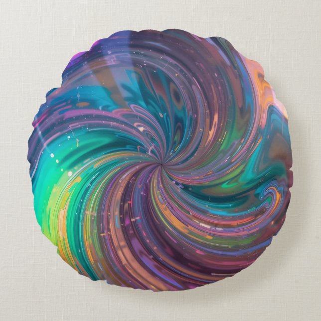 Chromatic Vortex Round Pillow (Front)