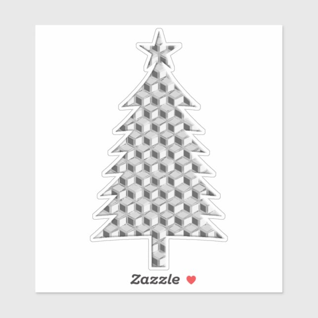 Chrome 3-d Boxes Christmas Tree in Silver  (Sheet)