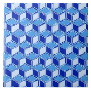 Chrome 3-d boxes - cobalt blue tile