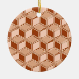 Chrome 3-d boxes - copper coloured ceramic ornament
