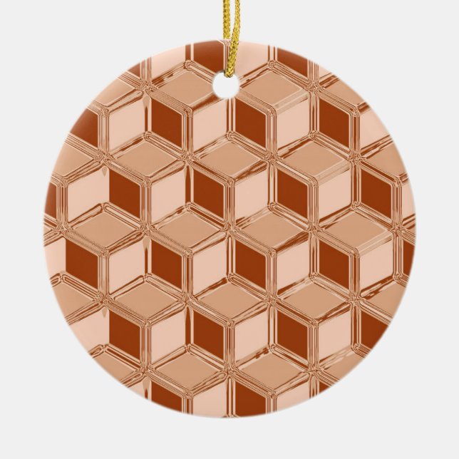 Chrome 3-d boxes - copper coloured ceramic ornament (Front)