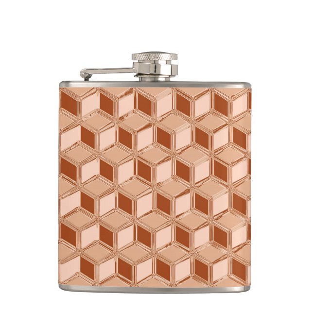 Chrome 3-d boxes - copper coloured hip flask (Front)