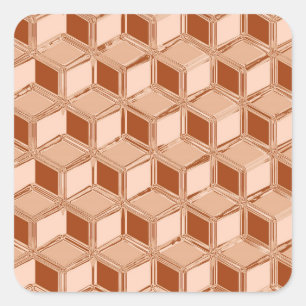 Chrome 3-d boxes - copper coloured square sticker
