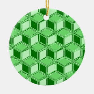Chrome 3-d boxes - emerald green ceramic ornament