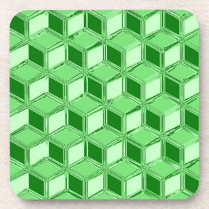 Chrome 3-d boxes - emerald green coaster