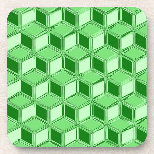 Chrome 3-d boxes - emerald green coaster (Front)