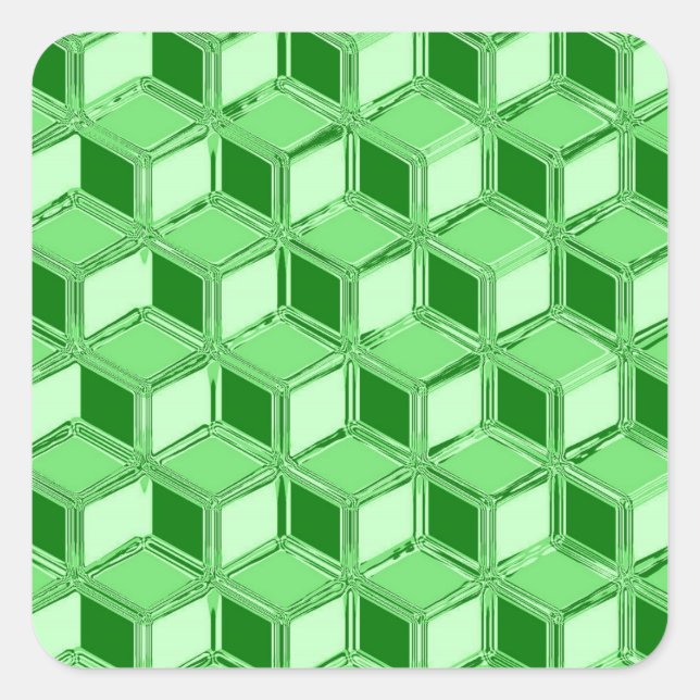 Chrome 3-d boxes - emerald green square sticker (Front)