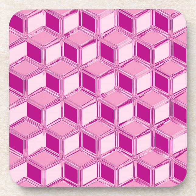 Chrome 3-d boxes - fuchsia pink coaster (Front)