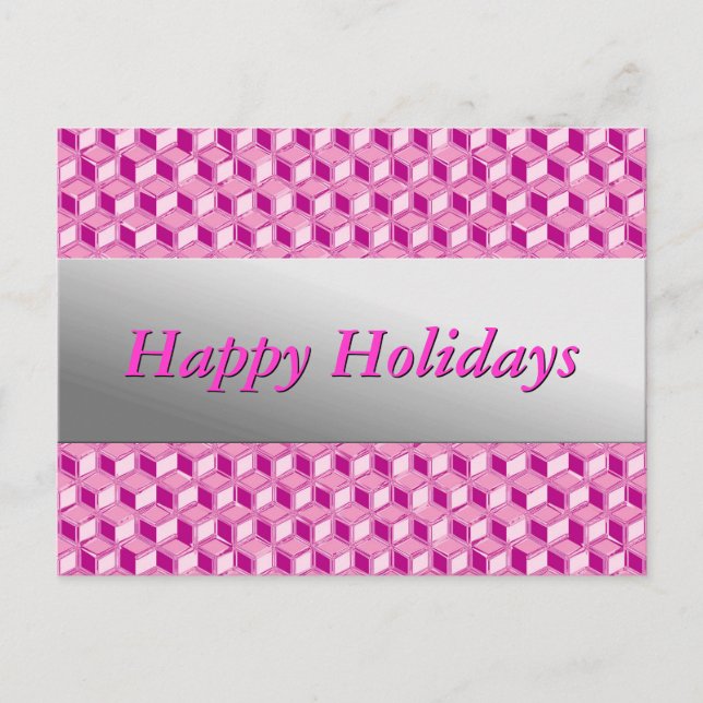 Chrome 3-d boxes - fuchsia pink holiday postcard (Front)
