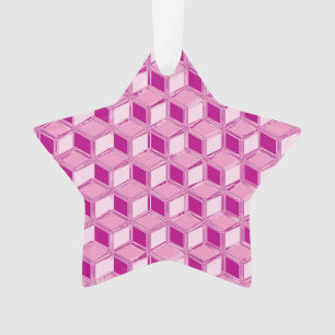 Chrome 3-d boxes - fuchsia pink ornament