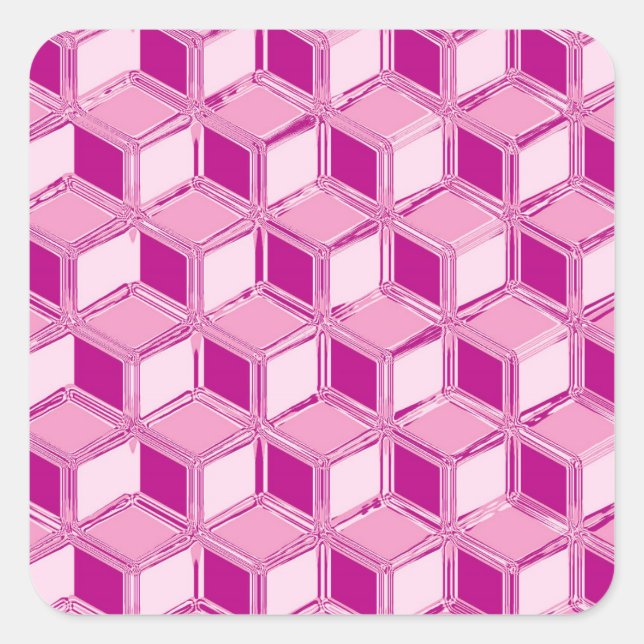 Chrome 3-d boxes - fuchsia pink square sticker (Front)