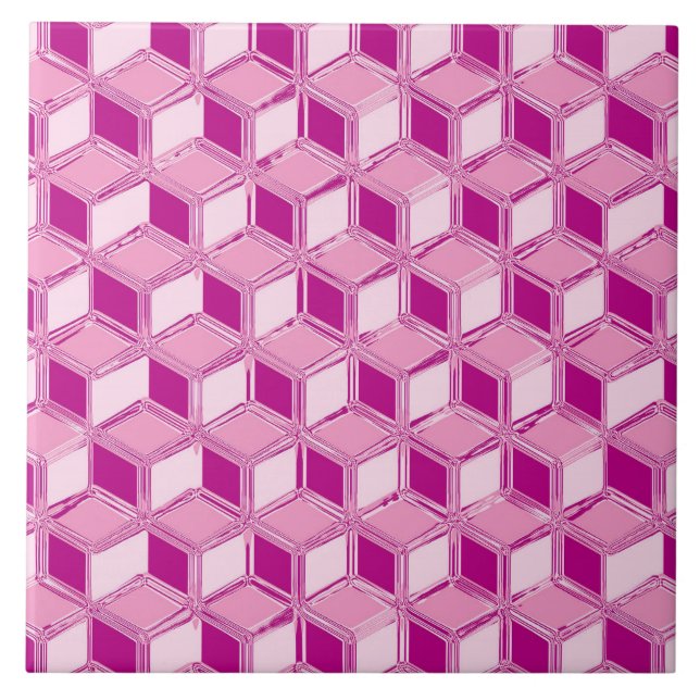Chrome 3-d boxes - fuchsia pink tile (Front)