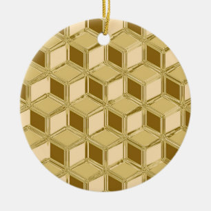 Chrome 3-d boxes - gold coloured ceramic ornament