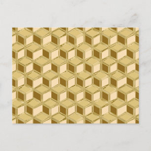 Chrome 3-d boxes - gold coloured postcard