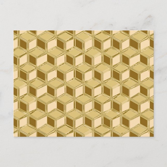 Chrome 3-d boxes - gold coloured postcard (Front)