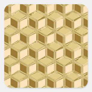 Chrome 3-d boxes - gold coloured square sticker