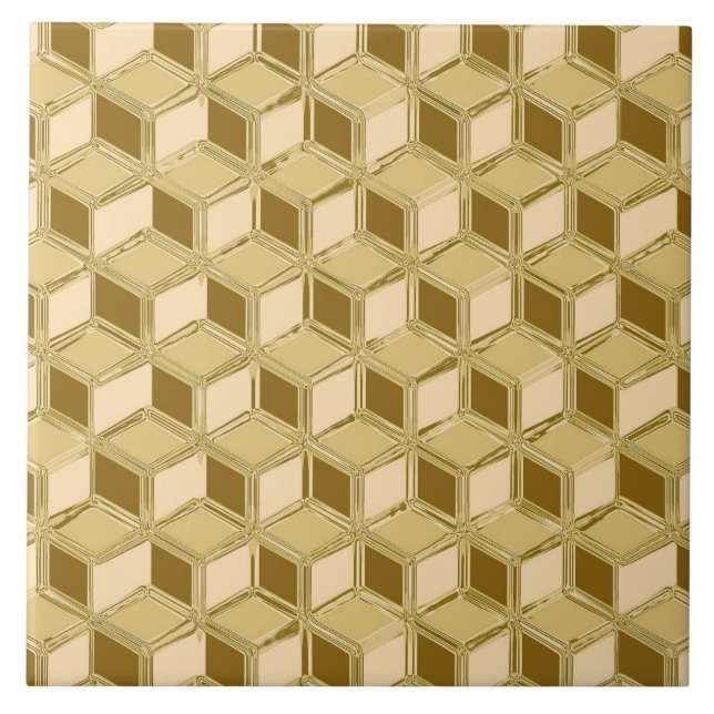 Chrome 3-d boxes - gold coloured tile (Front)