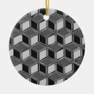 Chrome 3-d boxes - hematite grey ceramic ornament