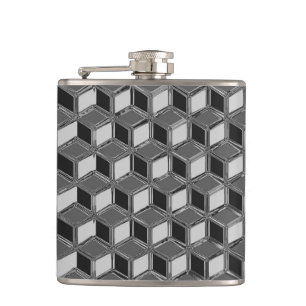 Chrome 3-d boxes - hematite grey hip flask