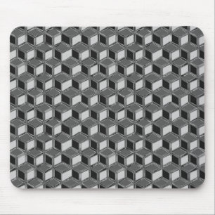 Chrome 3-d boxes - hematite grey mouse pad