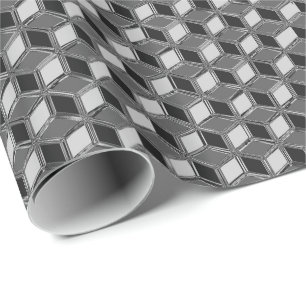 Chrome 3-d boxes - hematite grey wrapping paper