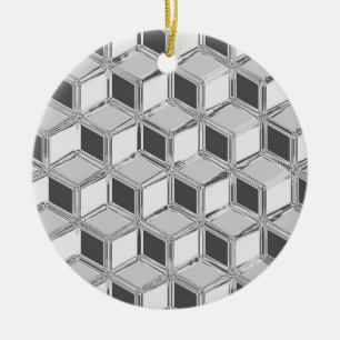 Chrome 3-d boxes - silver grey ceramic ornament