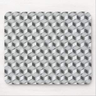 Chrome 3-d boxes - silver grey mouse pad