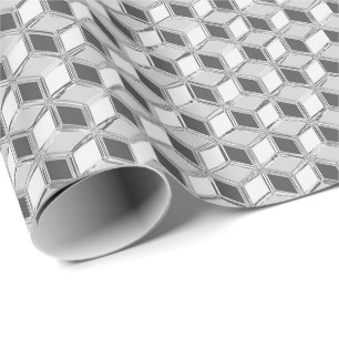 Chrome 3-d boxes - silver grey wrapping paper