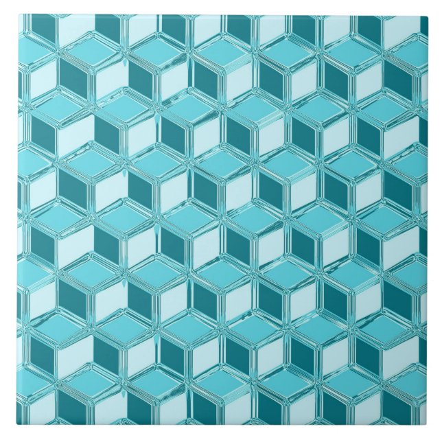 Chrome 3-d boxes - turquoise / aqua tile (Front)