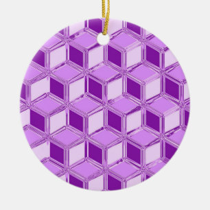 Chrome 3-d boxes - violet purple ceramic ornament