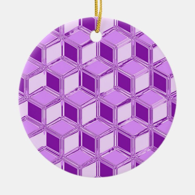 Chrome 3-d boxes - violet purple ceramic ornament (Front)