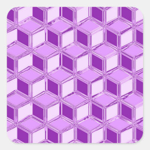 Chrome 3-d boxes - violet purple square sticker