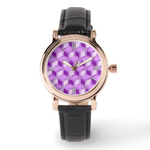 Chrome 3-d boxes - violet purple watch