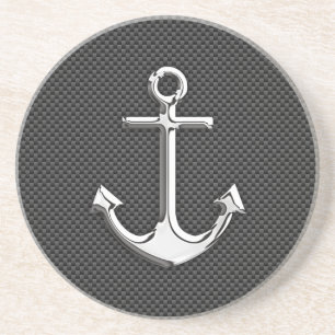 Chrome Anchor on Carbon Fibre Coaster