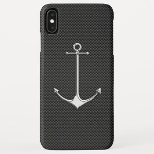 Chrome Anchor on Carbon Fibre Nautical Lifestyle iPhone XS Max Case