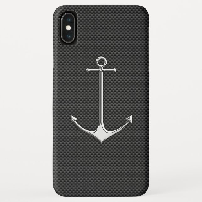 Chrome Anchor on Carbon Fibre Nautical Lifestyle Case-Mate iPhone Case (Back)