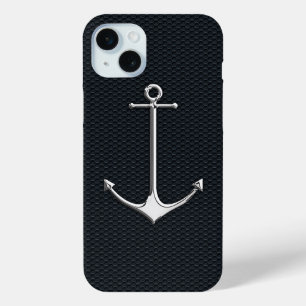 Chrome Anchor on Honeycombs Nautical Lifestyle iPhone 15 Mini Case
